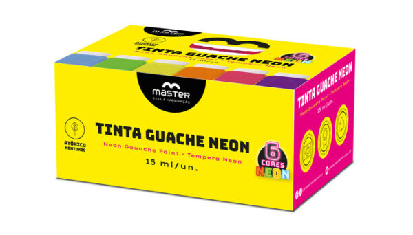 TINTA GUACHE 06 CORES NEON - 15ML