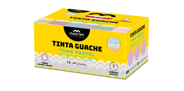 TINTA GUACHE 06 CORES TONS PASTEL - 15ML