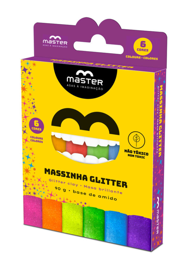 MASSINHA DE MODELAR - 6 CORES COM GLITTER - 90G