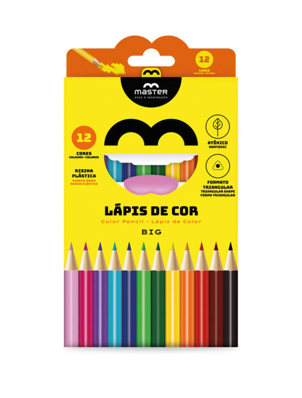 LÁPIS DE COR TRIANGULAR EM RESINA - BIG / JUMBO - 12 CORES