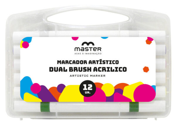 MARCADOR ACRÍLICO - DUAS PONTAS - 12 CORES