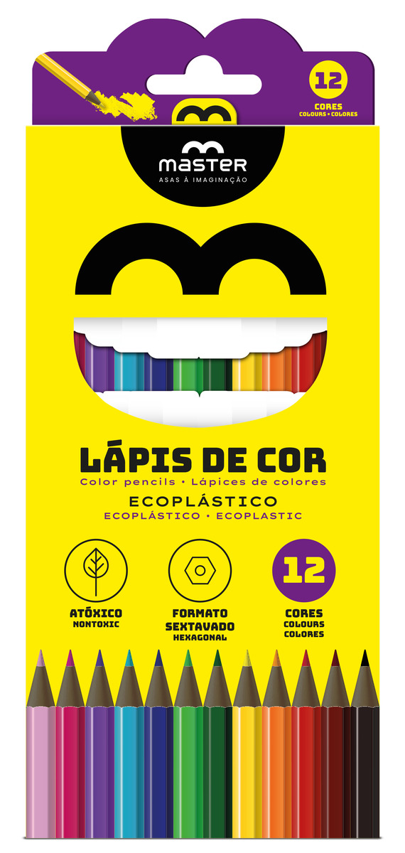 LÁPIS DE COR SEXTAVADO EM ECOPLÁSTICO - 12 CORES