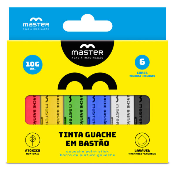 TINTA GUACHE BASTÃO - 6 CORES PRIMÁRIAS