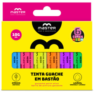 TINTA GUACHE BASTÃO – 6 CORES NEON
