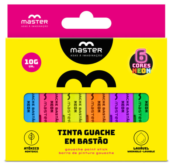 TINTA GUACHE BASTÃO - 6 CORES NEON