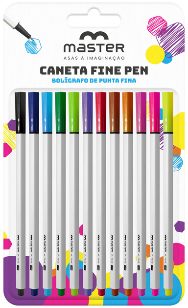 FINE PEN - CANETA PONTA FINA 0.4MM - 12 CORES