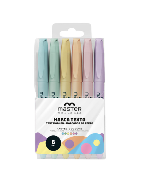 MARCA TEXTO - 6 CORES PASTEL