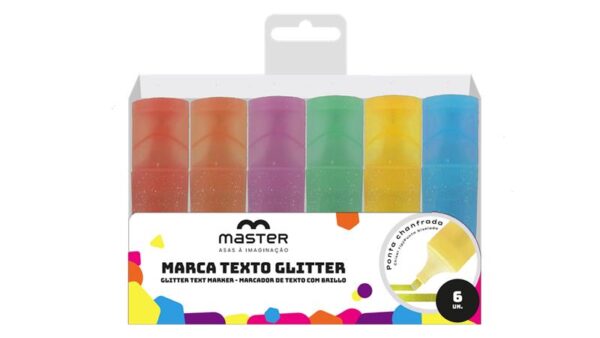 MARCA TEXTO - 6 CORES GLITTER