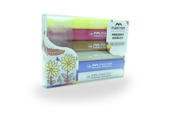 MARCADOR ACRÍLICO - FELICIDADE - 6 CORES