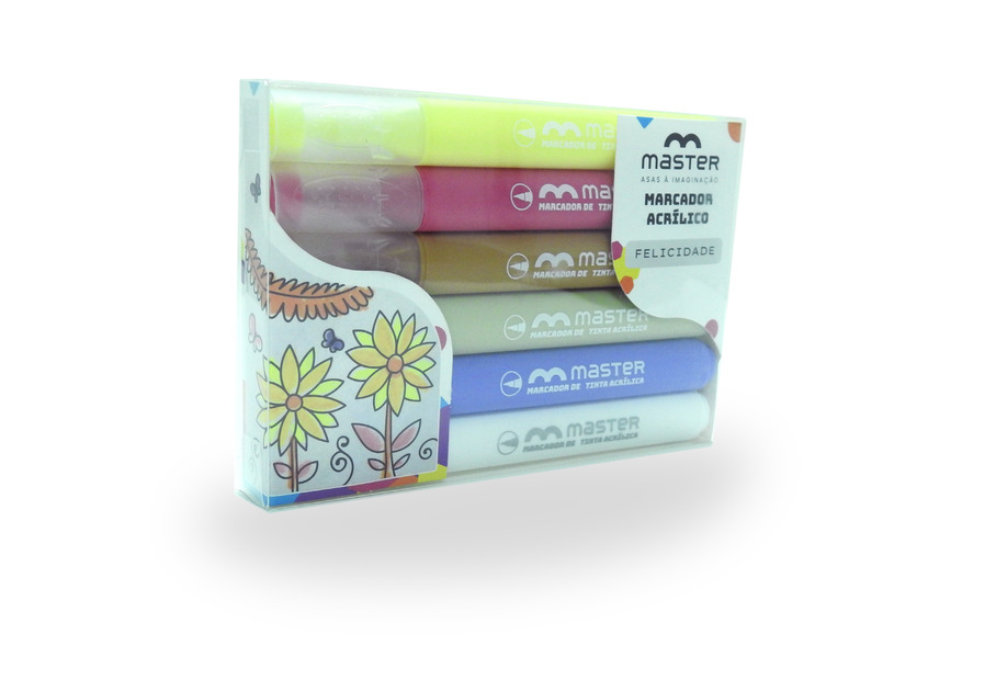 MARCADOR ACRÍLICO - FELICIDADE - 6 CORES