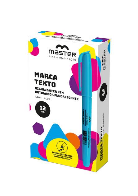 MARCA TEXTO - AZUL - CX 12UN