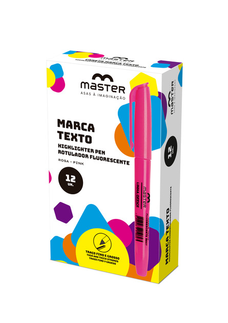 MARCA TEXTO - ROSA - CX 12UN