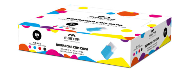 BORRACHA BRANCA C/ CAPA COLORIDA - CX 24UN